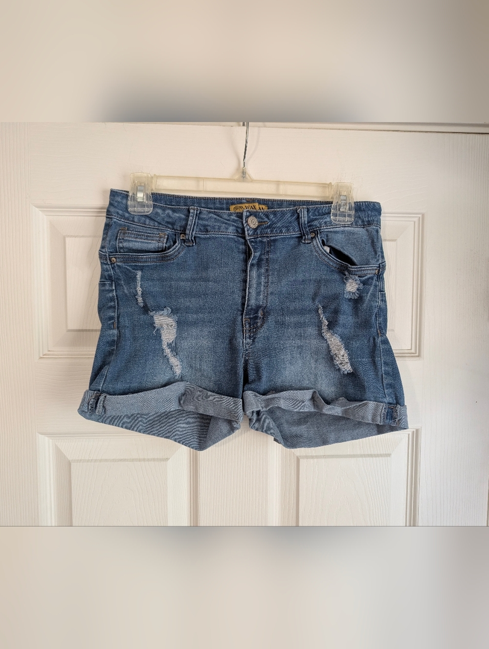 Wax Jean Butt, I Love You Distressed Denim Shorts Size 11